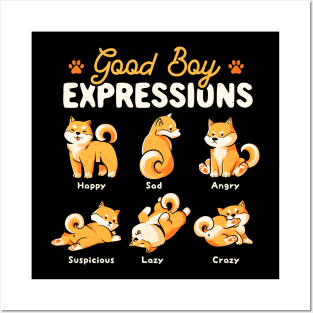 Good Boy Expressions - Cute Shiba Inu Dog Gift Posters and Art